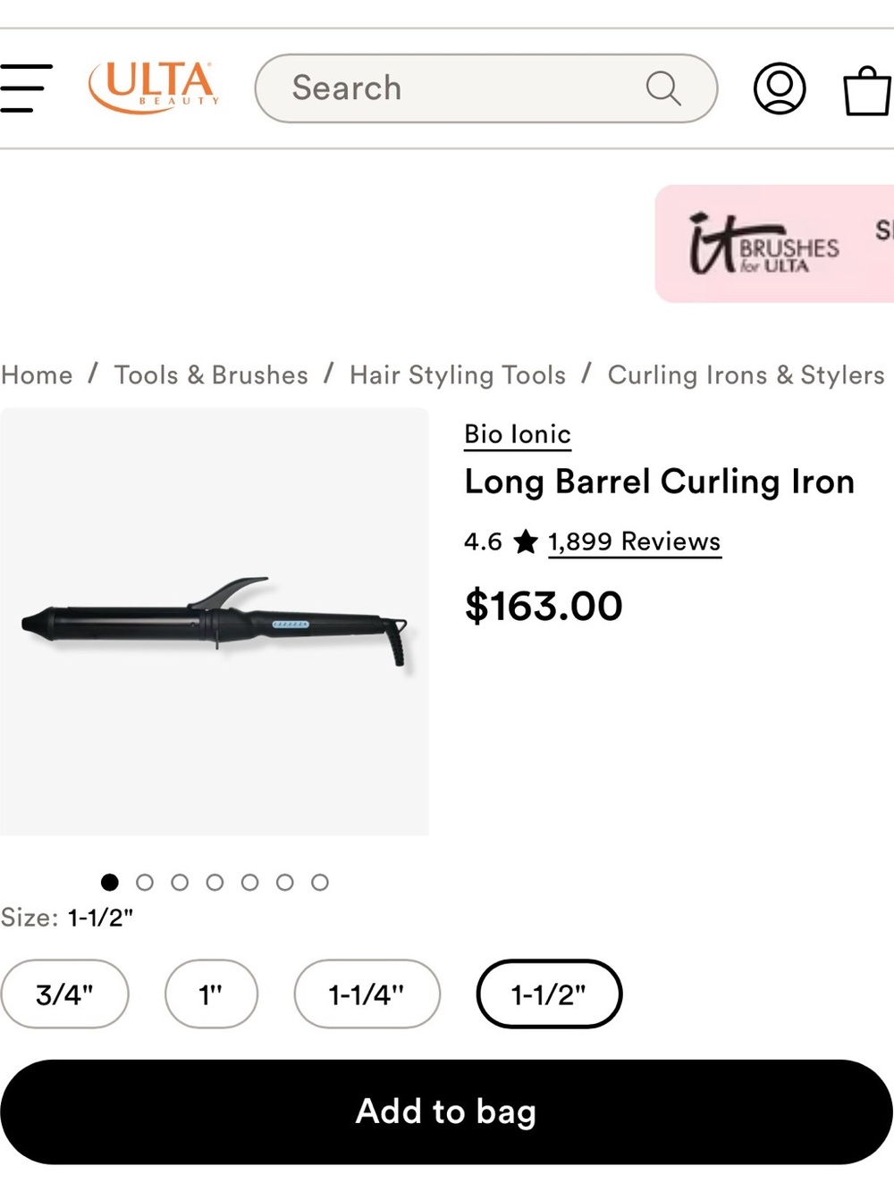 Bio Ionic Long Barrel Styler Pro 1.5” Curling Iron